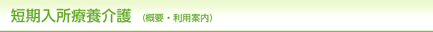短期入所療養介護 (概要・利用案内)