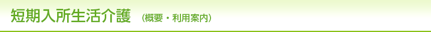 短期入所生活介護(概要・利用案内)